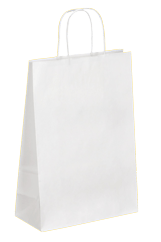 un sac kraft blanc avec des poignées torsadées au format 25x10x32xcm Bordeaux Toulous Paris Avignon Albi Arles Carpentras