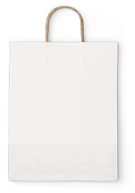 un sac kraft blanc avec des poignées torsadées au format 25x10x32xcm Bordeaux Toulous-Paris Avignon Albi Arles Nîmes